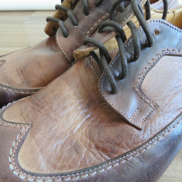 BED STU Bench Made Cobbler Series Wingtip Derby Brogue Shoes Brown Leather 10 - Picture 3 of 16